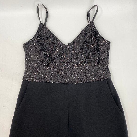 Eliza J Black Sequin Top Wide Leg Jumpsuit | Size 8 - Picture 8 of 8